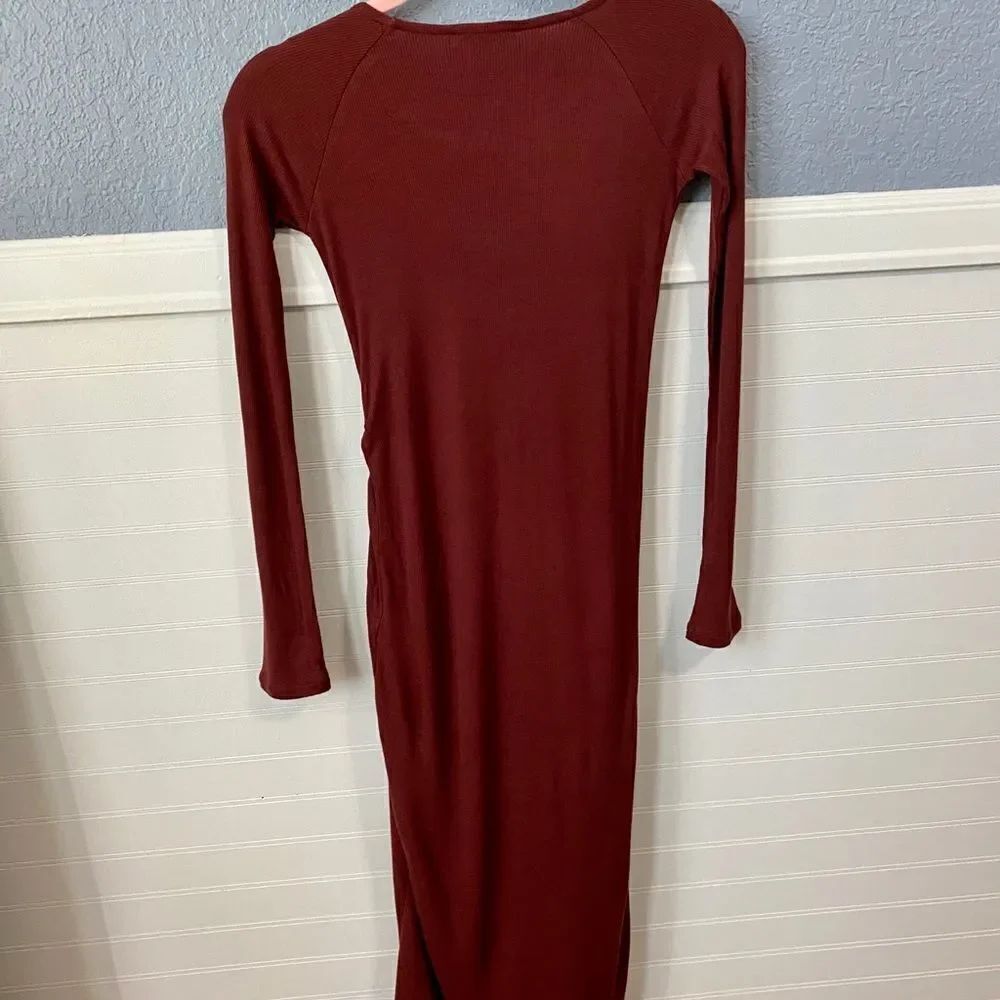 Bar III Ruched Ribbed Long Sleeve Tunic Top - Picture 4 of 5